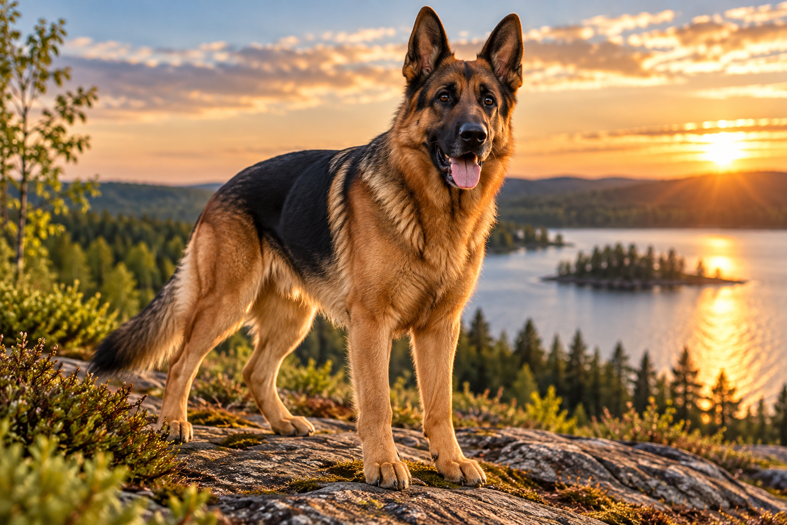 Tysk schäferhund utomhus i naturen