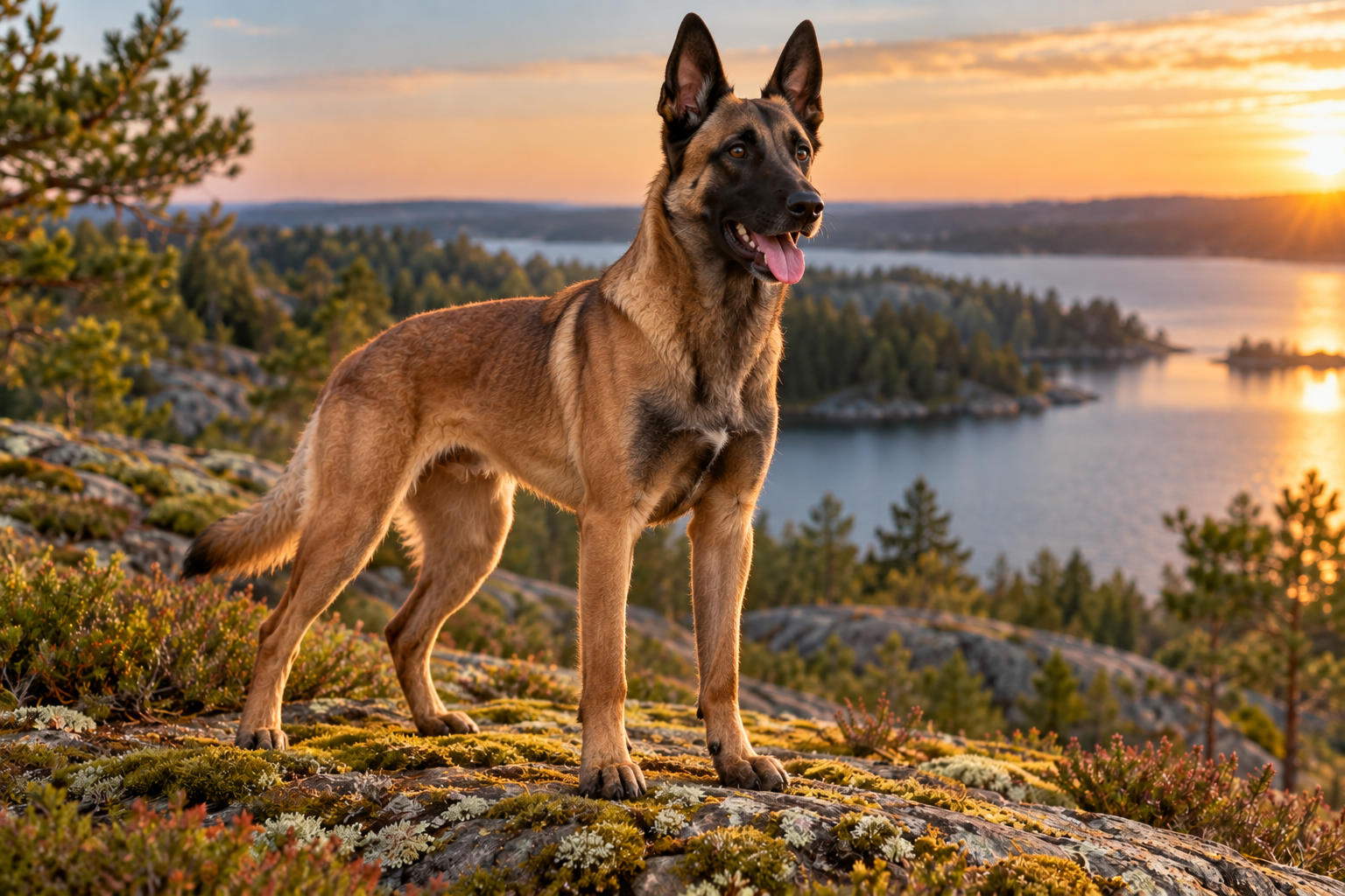 Belgisk vallhund Malinois utomhus i naturen