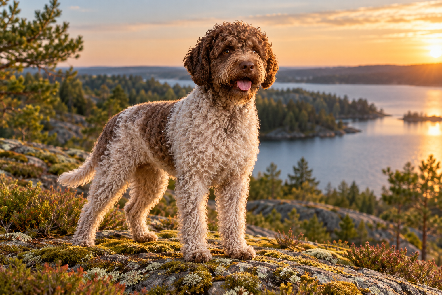 Lagotto romagnolo utomhus i naturen